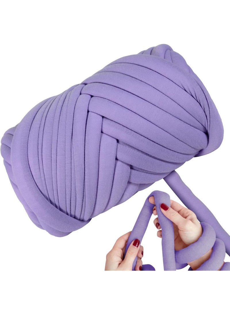 CLENEA Arm Knitting Yarn for Braided Knot, Chunky Blanket Yarn, Thick Big Arm Knitting Cotton Yarn, Washable, for Throw, Blanket, Knitting Bag, Cat Bed, DIY Decorations, 11 M Long, 500 G, Purple - Image 1